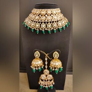 Gold Plated Jadau Kundan Bridal Necklace Set